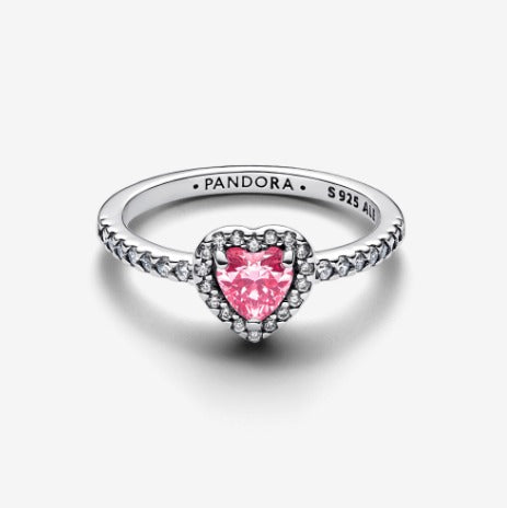 Anel Coração Rosa Cintilante