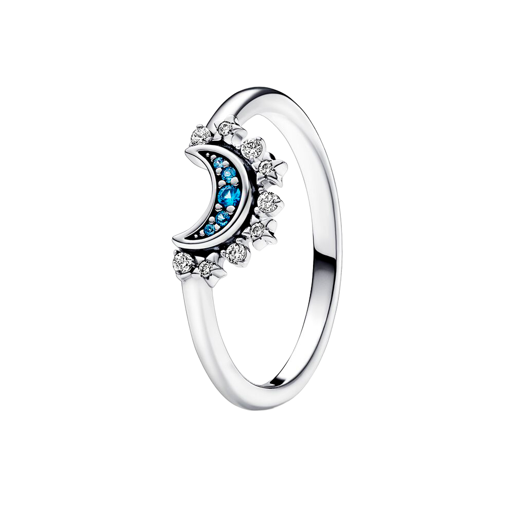 Anel da Lua Cintilante Azul Celestial