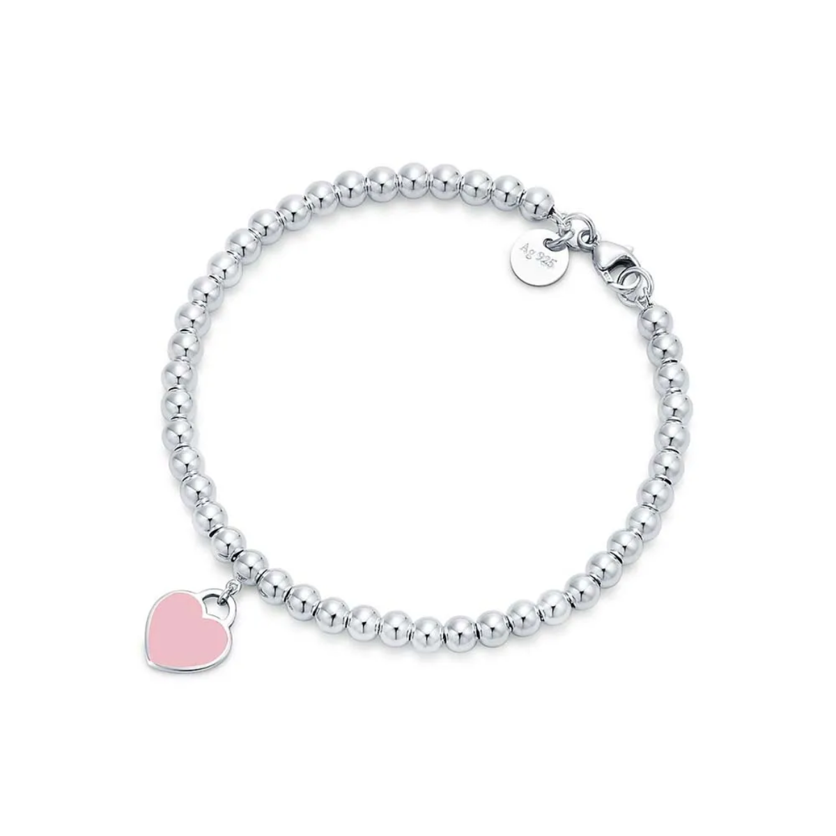 Pulseira de Contas Coração Rosa