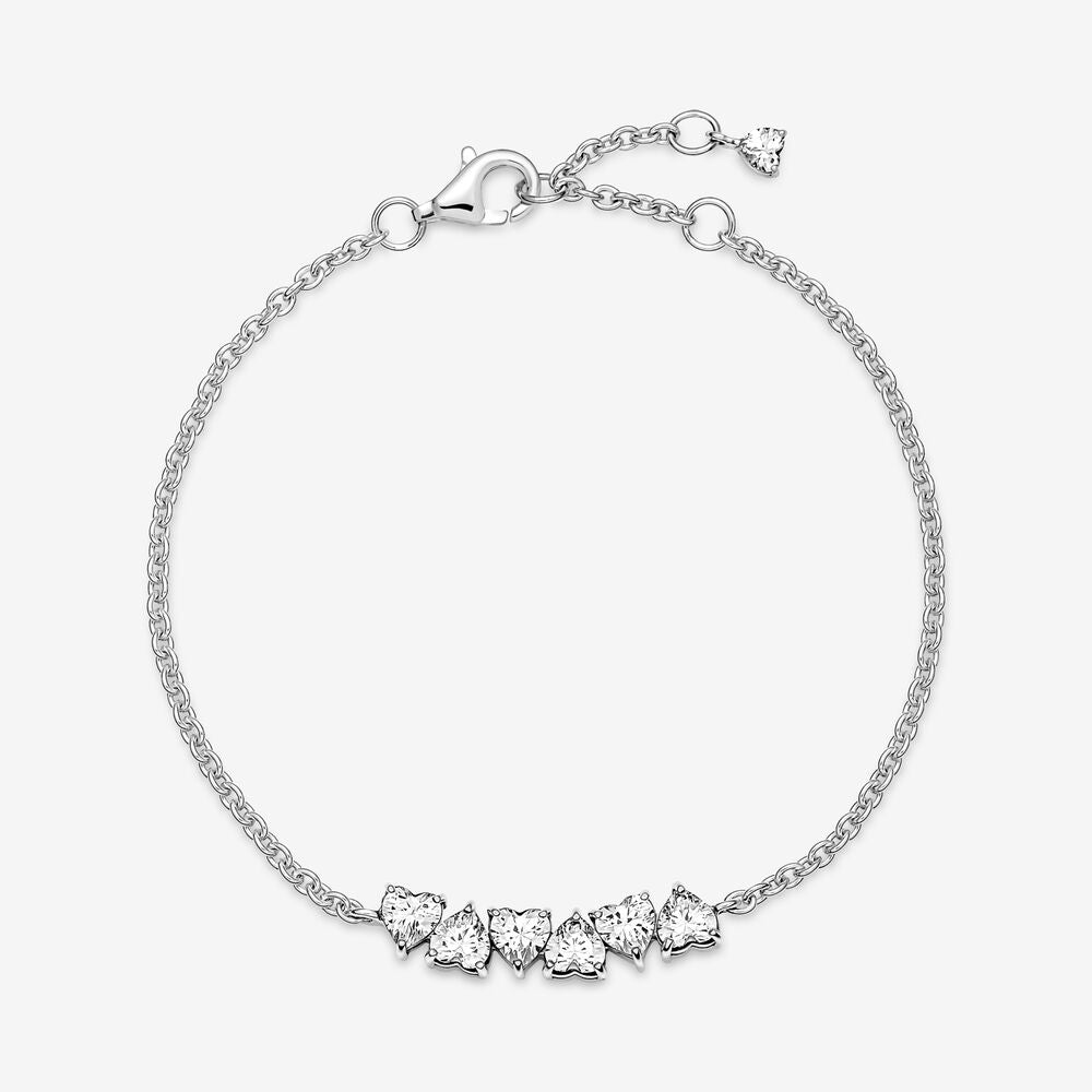 Pulseira de Corrente Corações Cintilantes