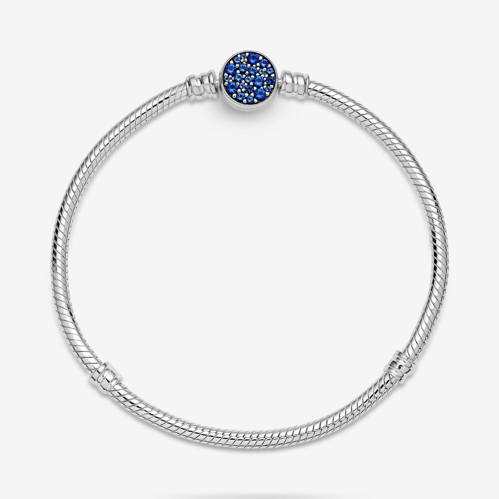 Pulseira de Corrente Disco Azul Brilhante