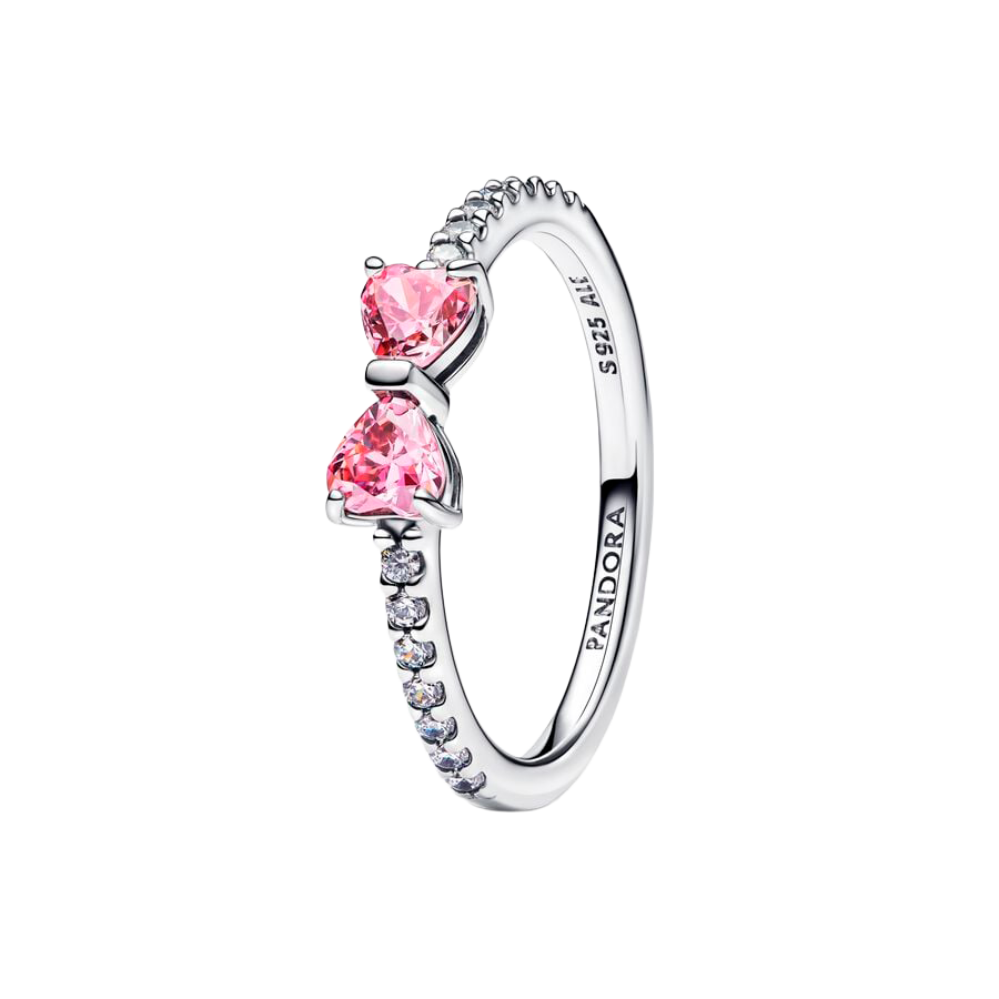 Anel de Laço Rosa Cintilante