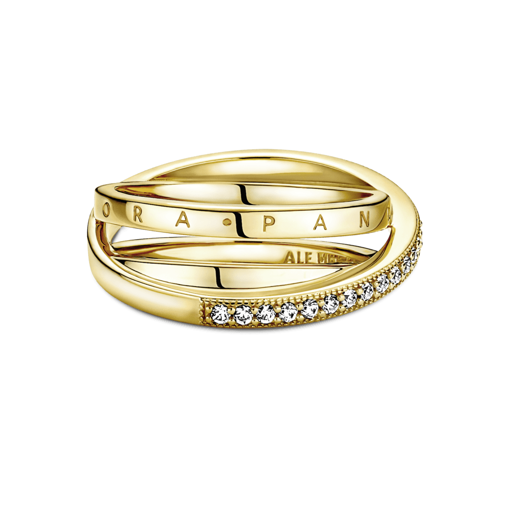 Anel Aro Triplo Brilhante Dourado