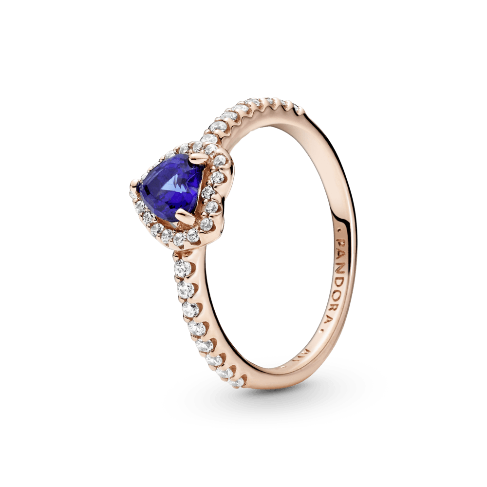 Anel Pandora Coracao Azul Brilhante Dourado