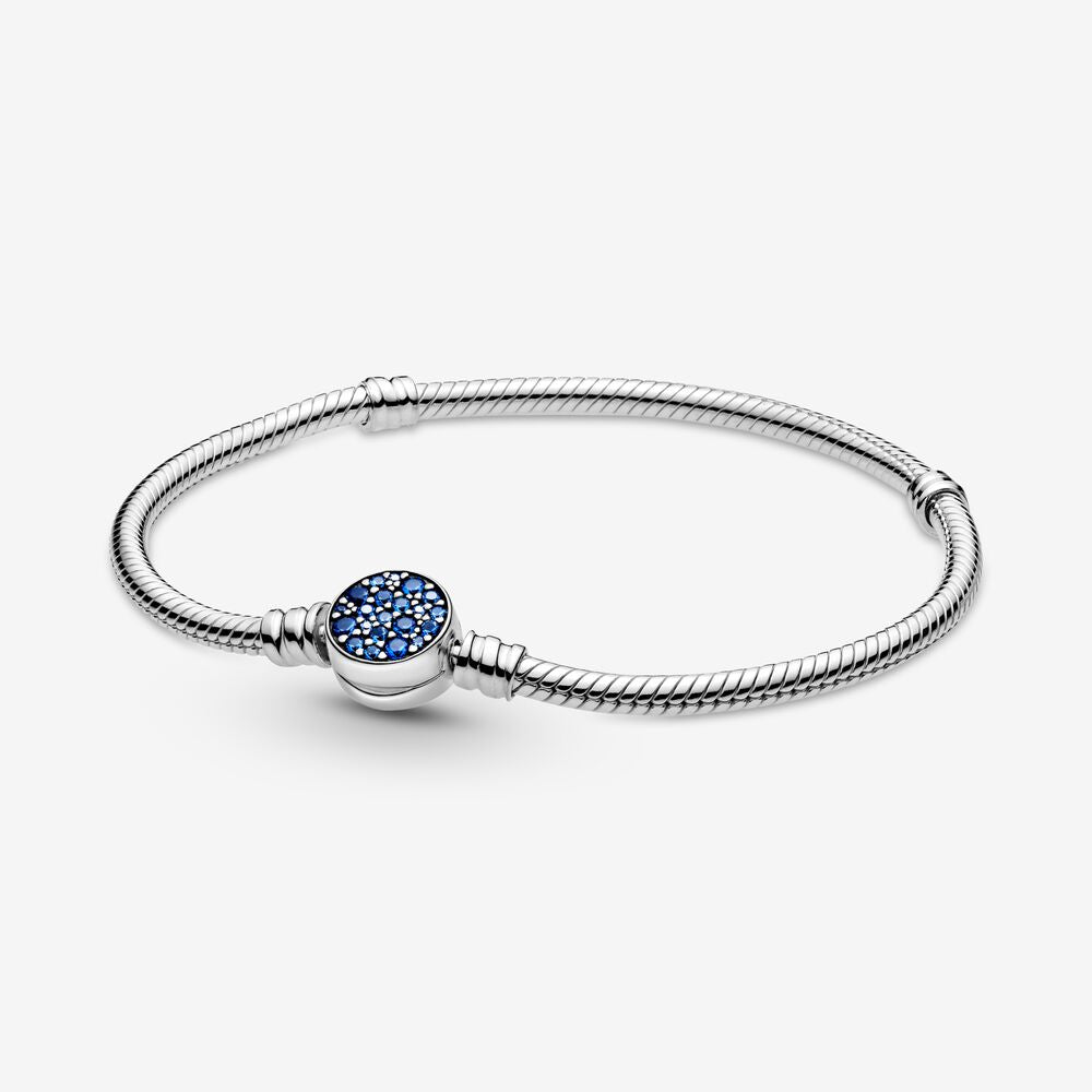 Pulseira de Corrente Disco Azul Brilhante