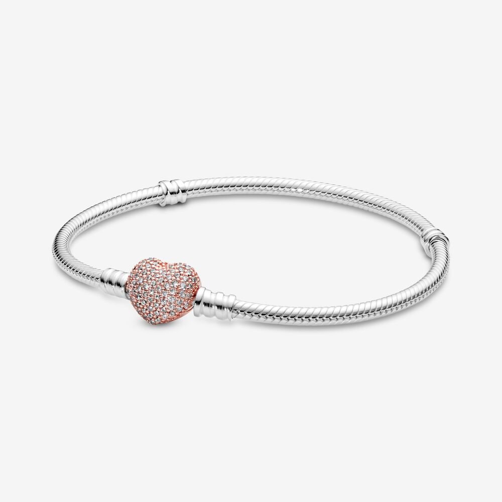Pulseira em Trama com Fecho de Coração