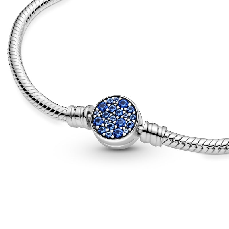 Pulseira de Corrente Disco Azul Brilhante
