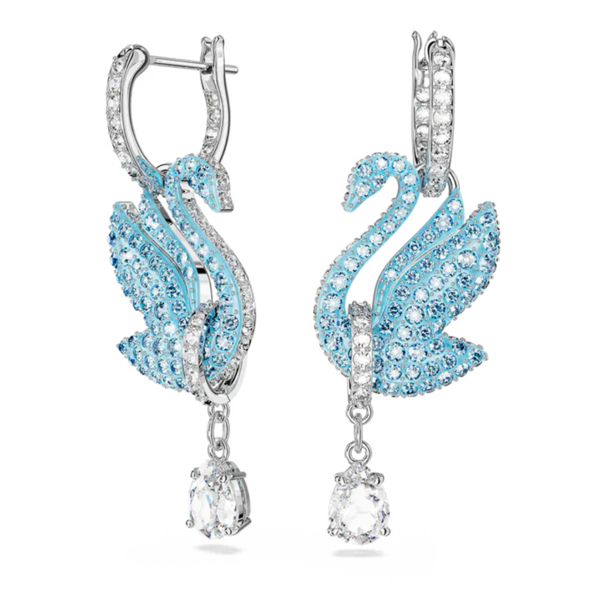 Brincos Compridos Iconic Swan Cisne Azuis