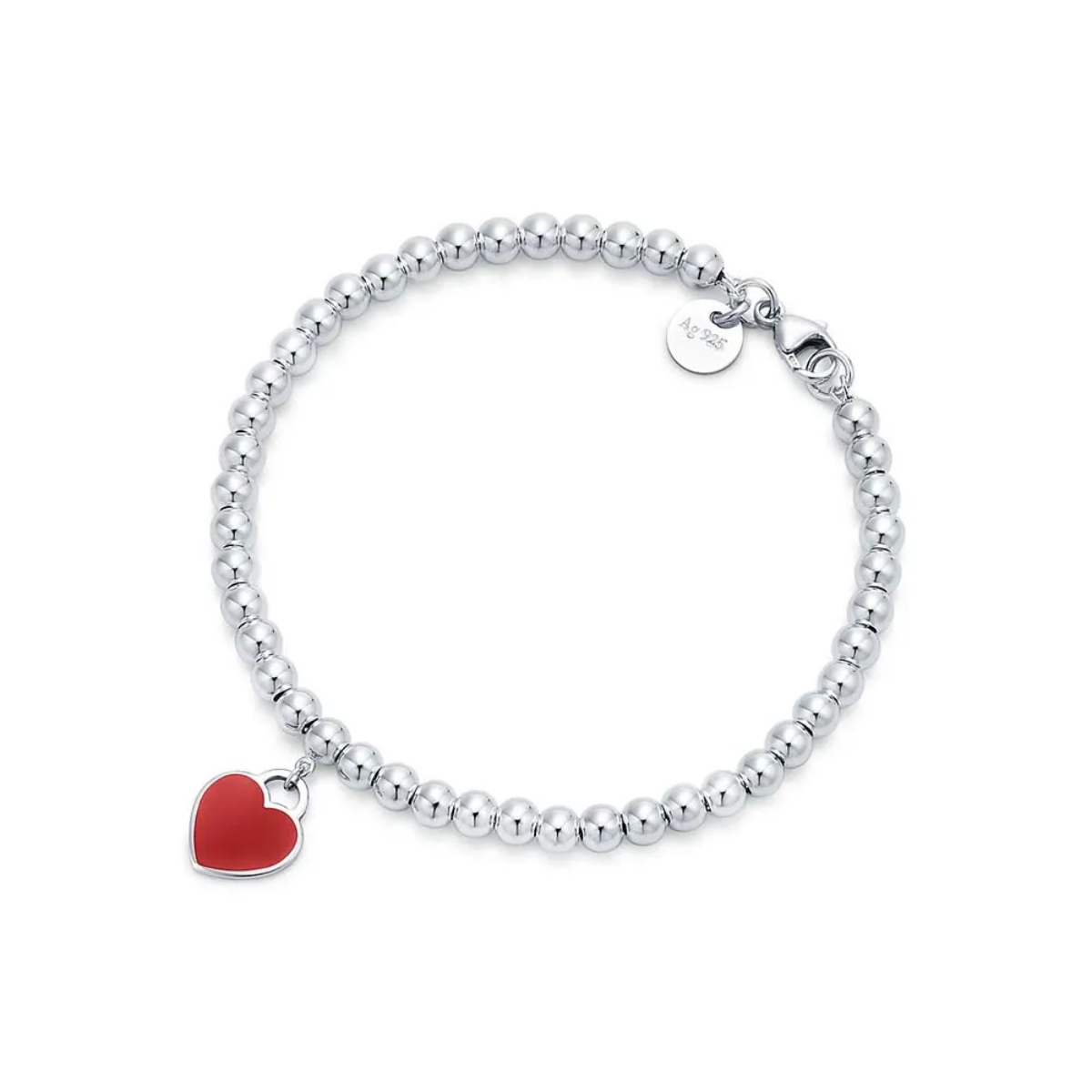 Pulseira de Contas Coração Vermelho