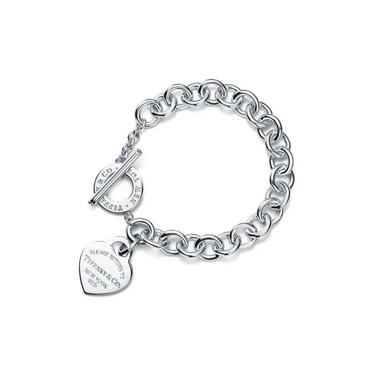 Pulseira Coração Fecho em T - Prata 925