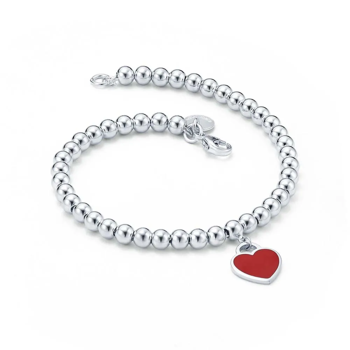 Pulseira de Contas Coração Vermelho