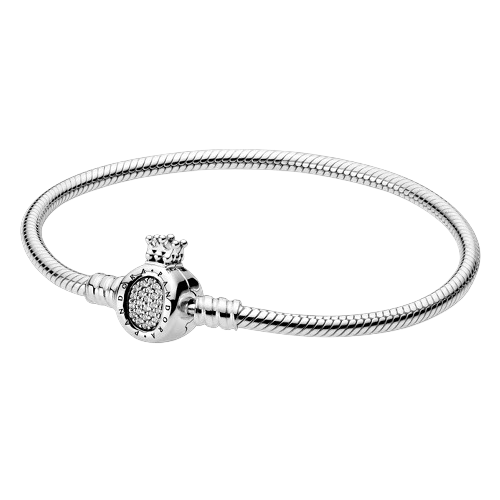 Bracelete de Prata com Fecho O Coroado em Pavé
