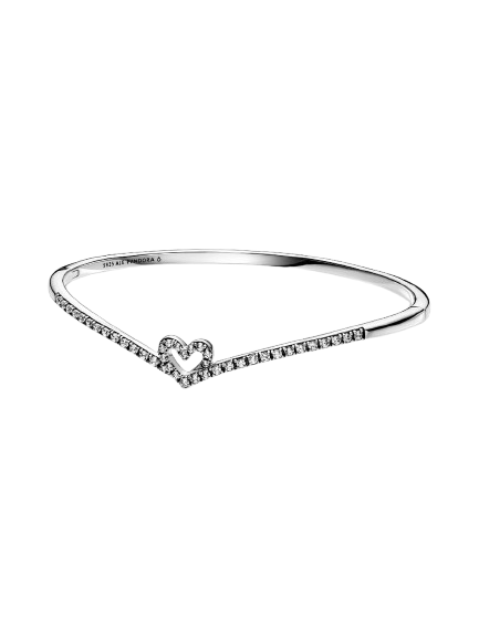 Sparkling Wishbone Heart Bangle
