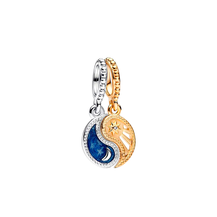 Charm Pendente Sol e Lua divisíveis em dois tons