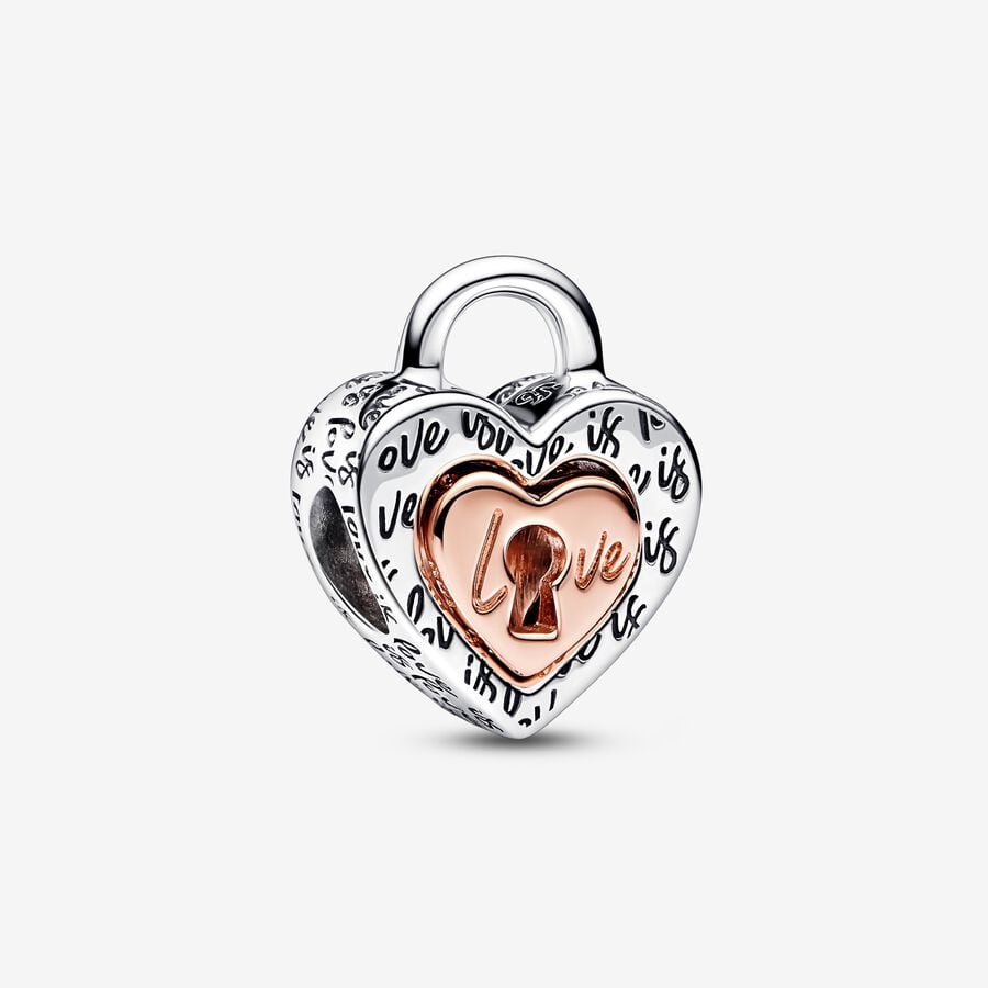 Charm de coração divisível com cadeado [ENCOMENDA]