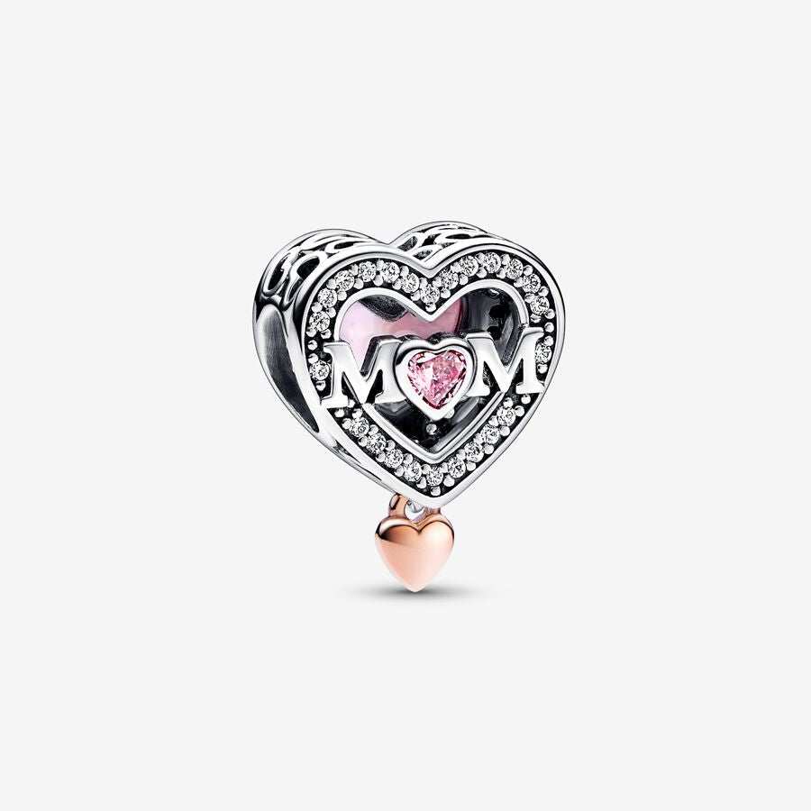 Charm Mãe e coração vazado em dois tons [ENCOMENDA]