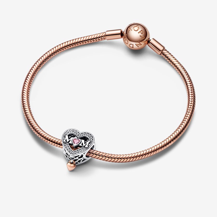Charm Mãe e coração vazado em dois tons [ENCOMENDA]