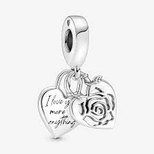 Charm Pendente Cadeado De Coracao E Rosa [ENCOMENDA]