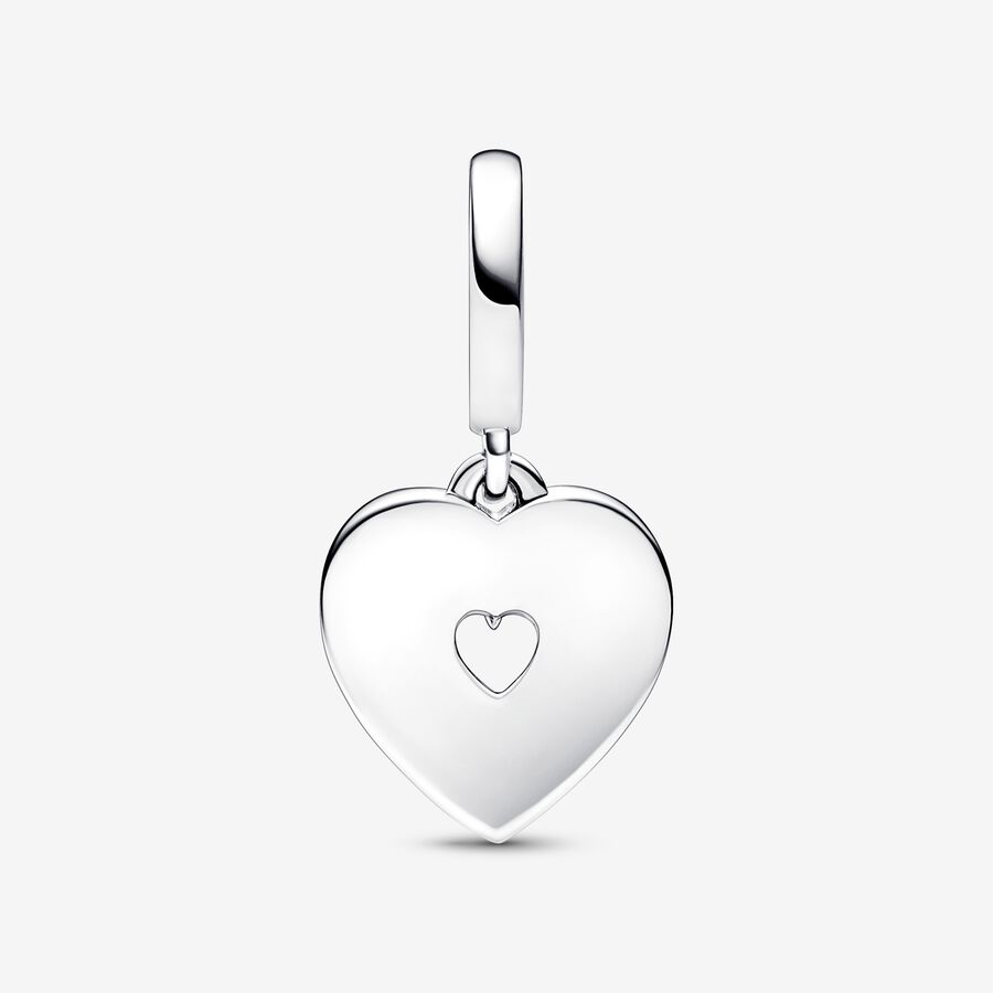 Charm Pendente Duplo Coração Branco Perolado [ENCOMENDA]