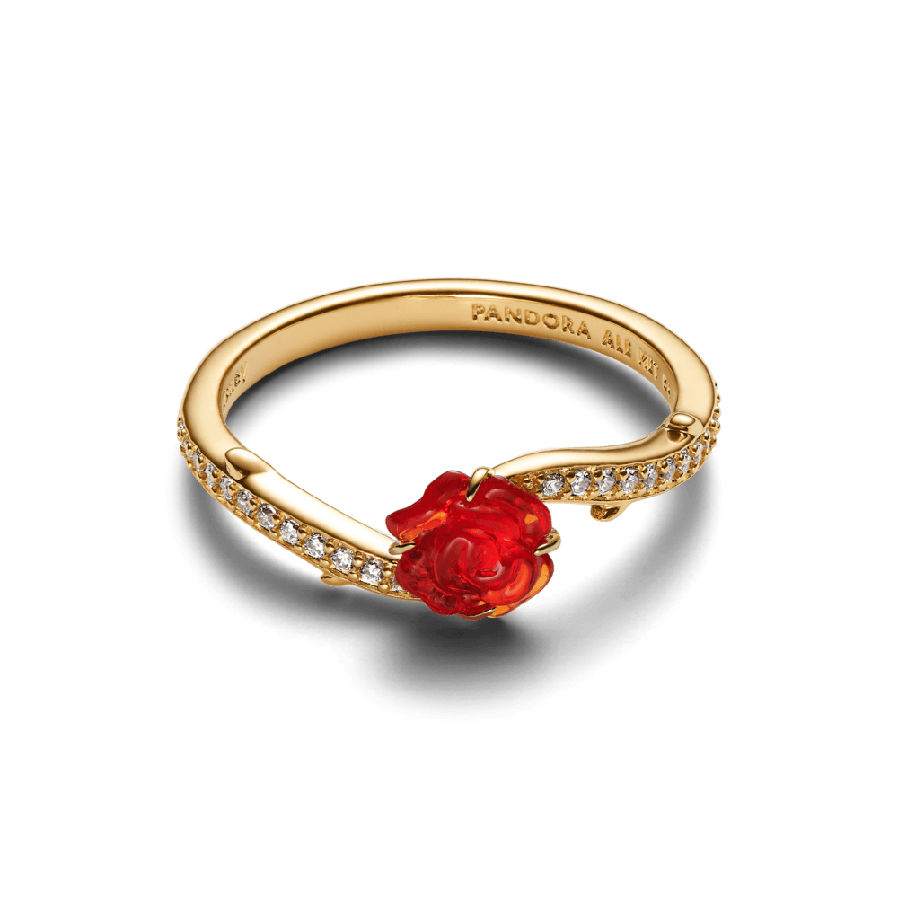 Anel Disney Rosa De A Bela E A Fera Dourado [ENCOMENDA]