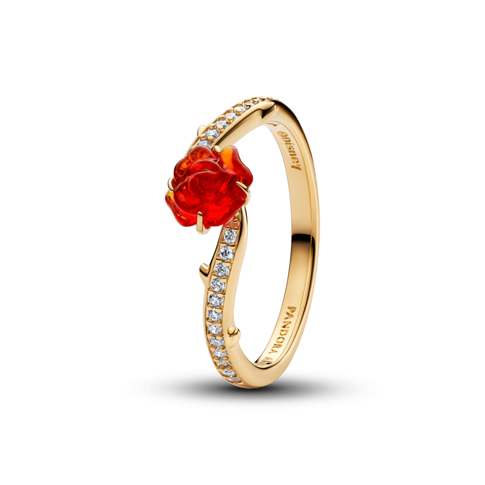 Anel Disney Rosa De A Bela E A Fera Dourado [ENCOMENDA]