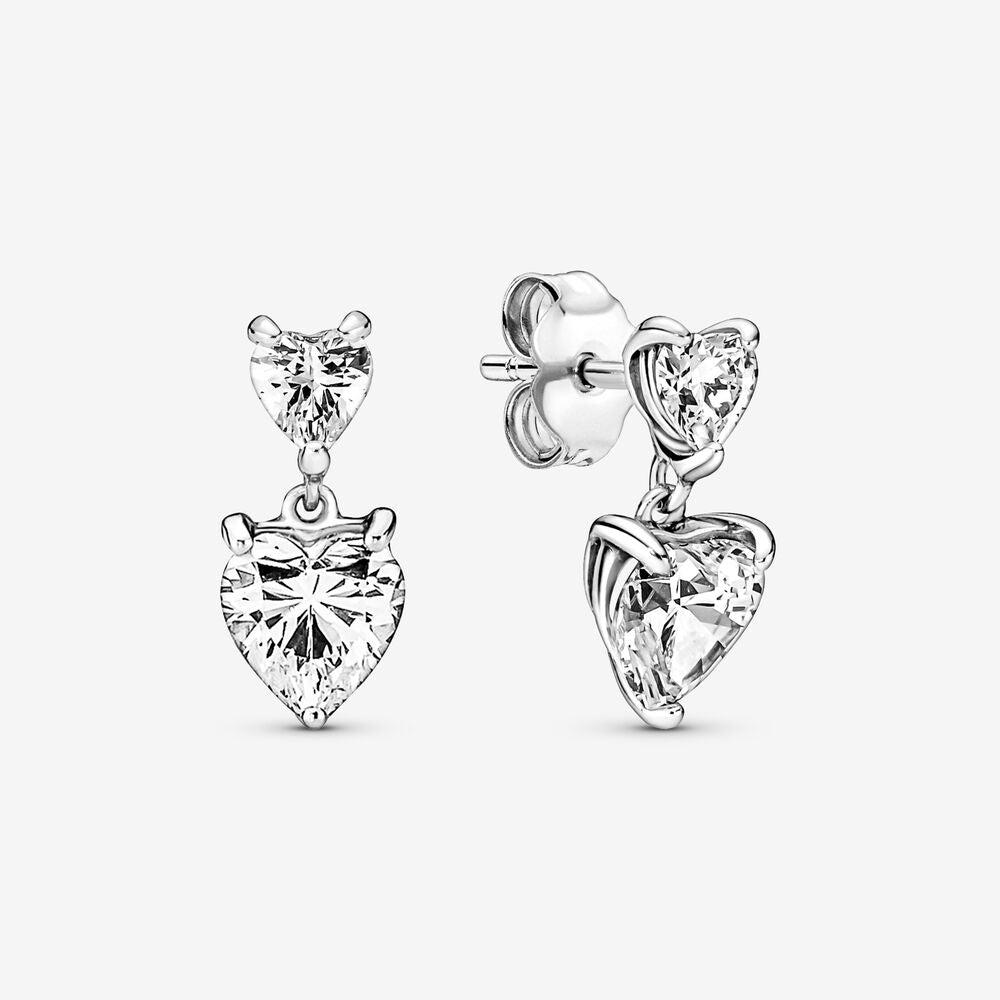 Brincos com Pingente de Dois Corações [ENCOMENDA]