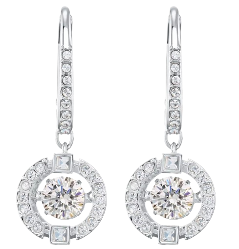 Brincos Swarovski Sparkling Dance White Hoops - Banhados a Ródio