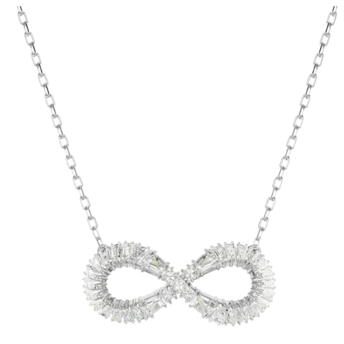 Pingente Hipérbole, Símbolo do Infinito, Branco, Banhado a Ródio