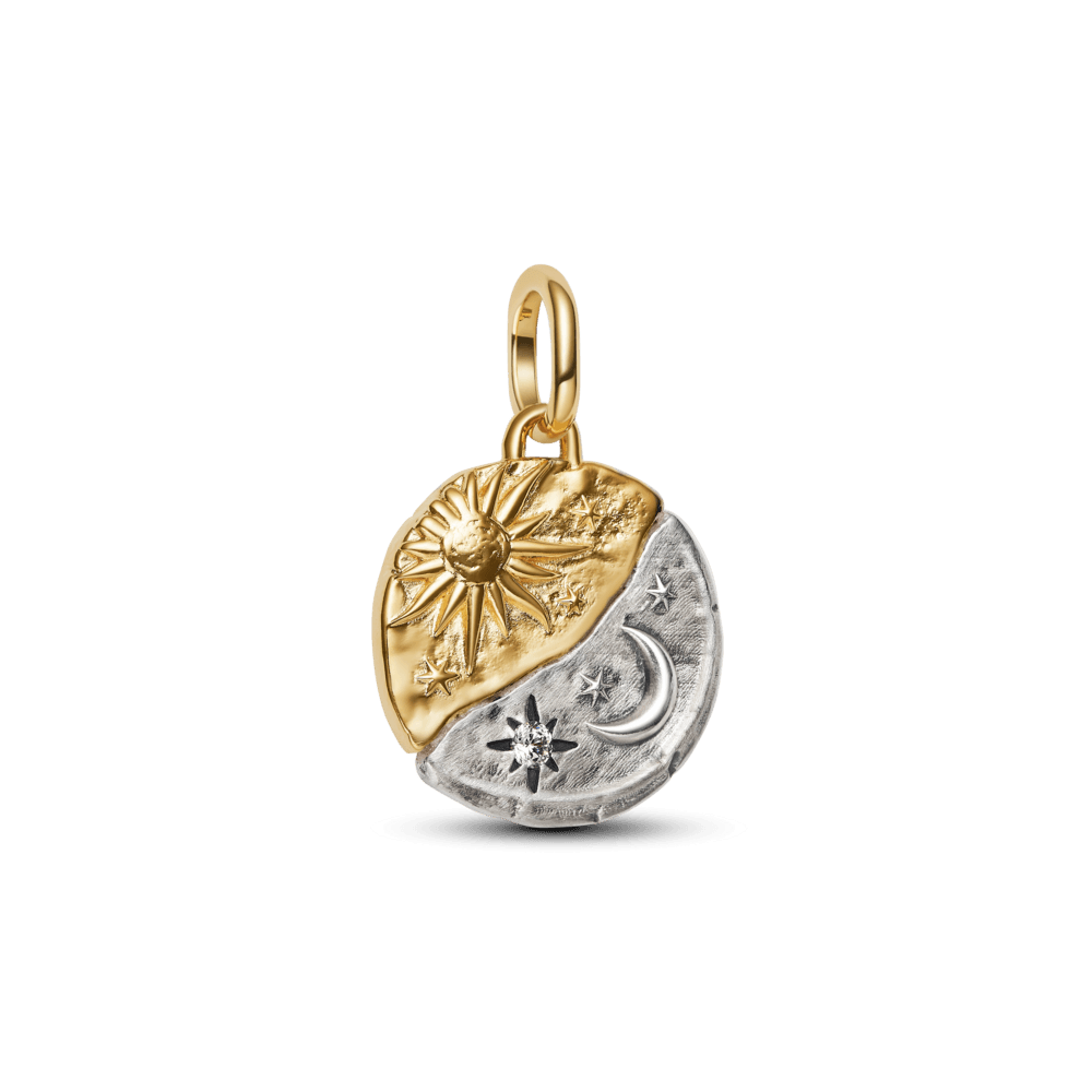 Charm Medalhão Sol e Lua Dois Tons [ENCOMENDA]