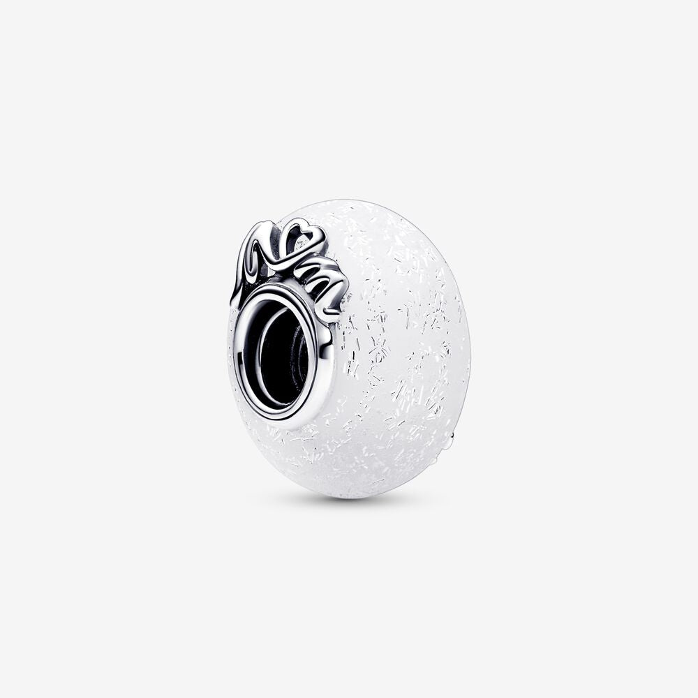 Charm Amor e Mãe Branco Brilhante Murano [ENCOMENDA]