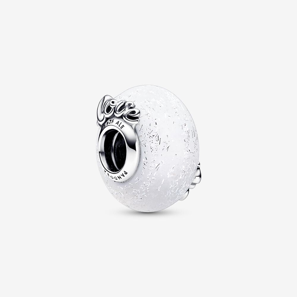 Charm Amor e Mãe Branco Brilhante Murano [ENCOMENDA]