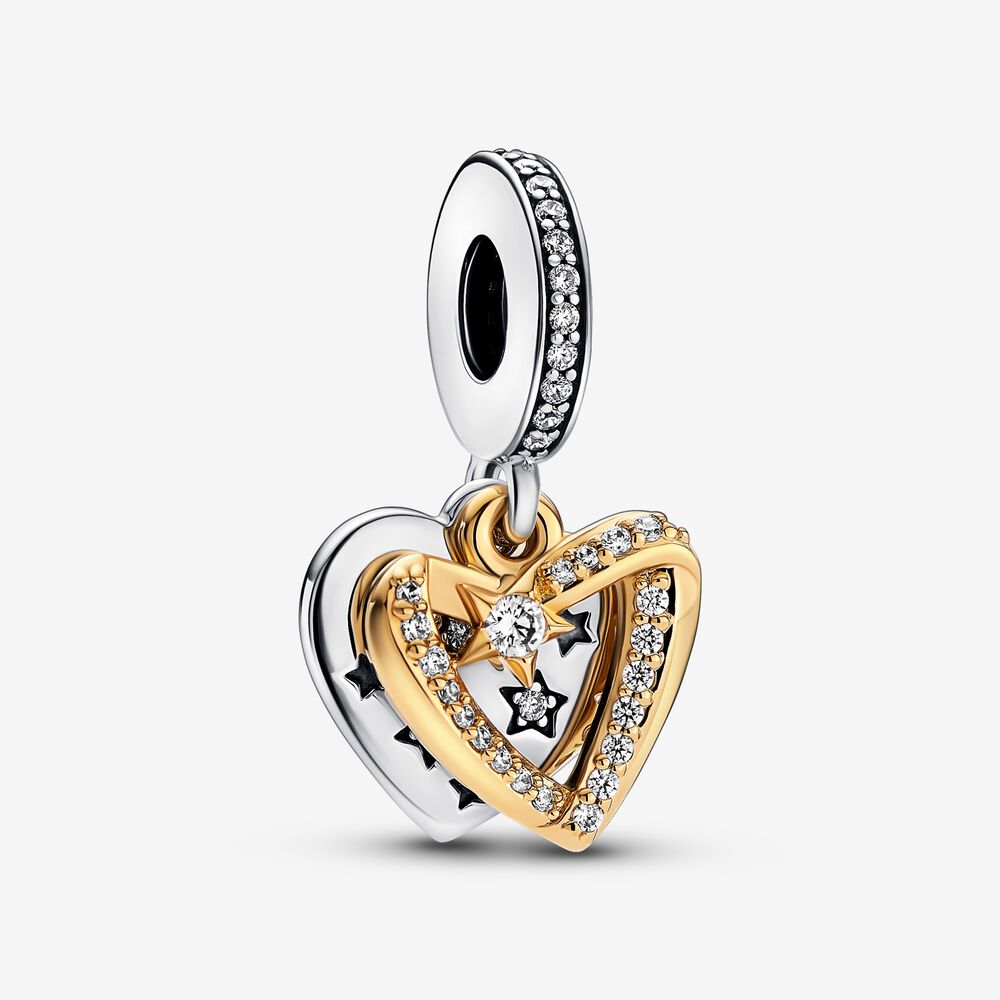 Charm Com Dois Corações de Estrela Cadente [ENCOMENDA]