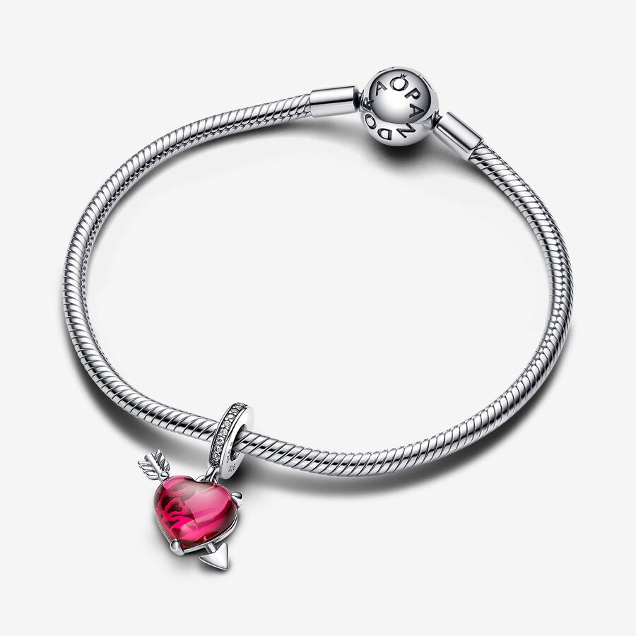 Charm Coração Murano e Flecha [ENCOMENDA]