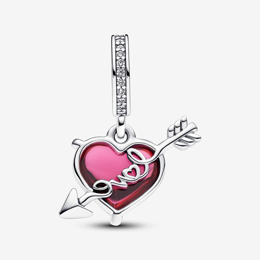 Charm Coração Murano e Flecha [ENCOMENDA]