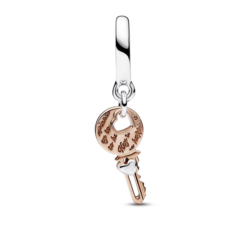Charm De Coração Deslizante E Chave [ENCOMENDA]