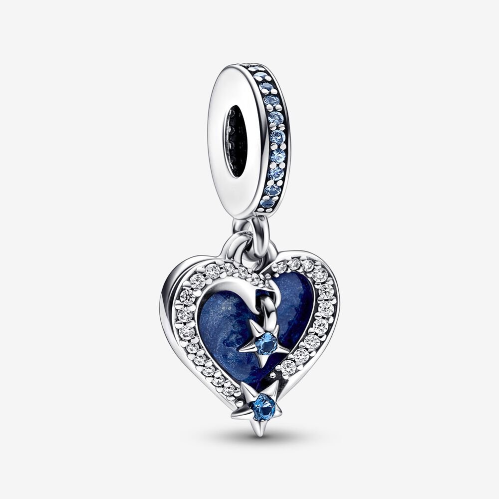 Charm Duplo Coração Estrela Cadente Celestial [ENCOMENDA]