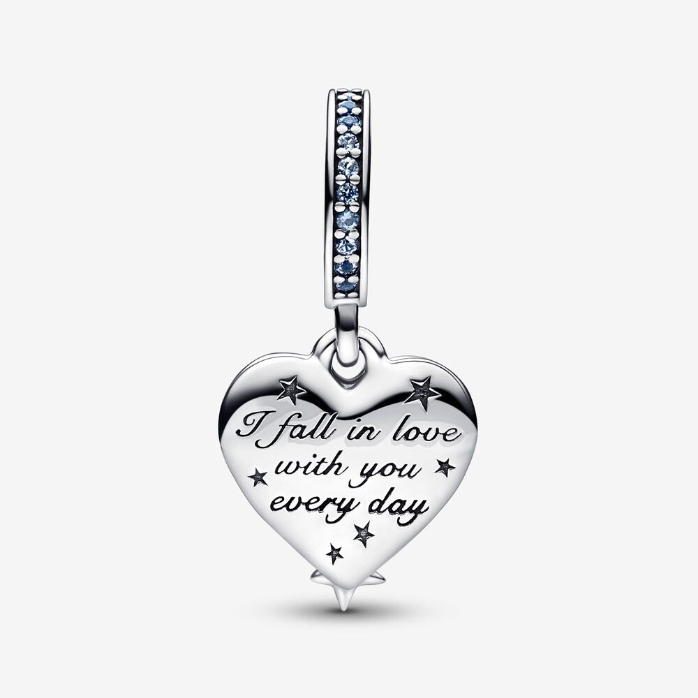 Charm Duplo Coração Estrela Cadente Celestial [ENCOMENDA]