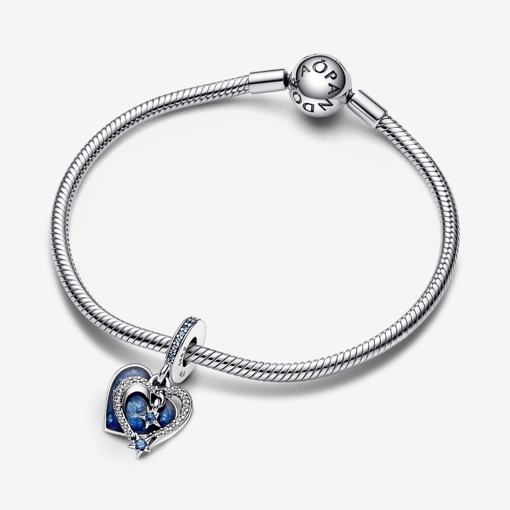 Charm Duplo Coração Estrela Cadente Celestial [ENCOMENDA]