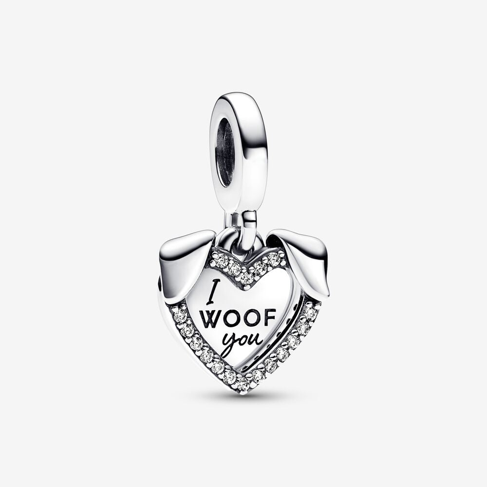 Charm Duplo Coração e Cão [ENCOMENDA]