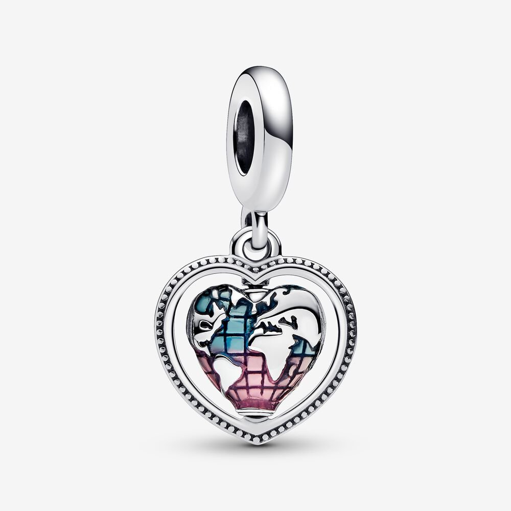 Charm Pendente Globo de Coracao [ENCOMENDA]