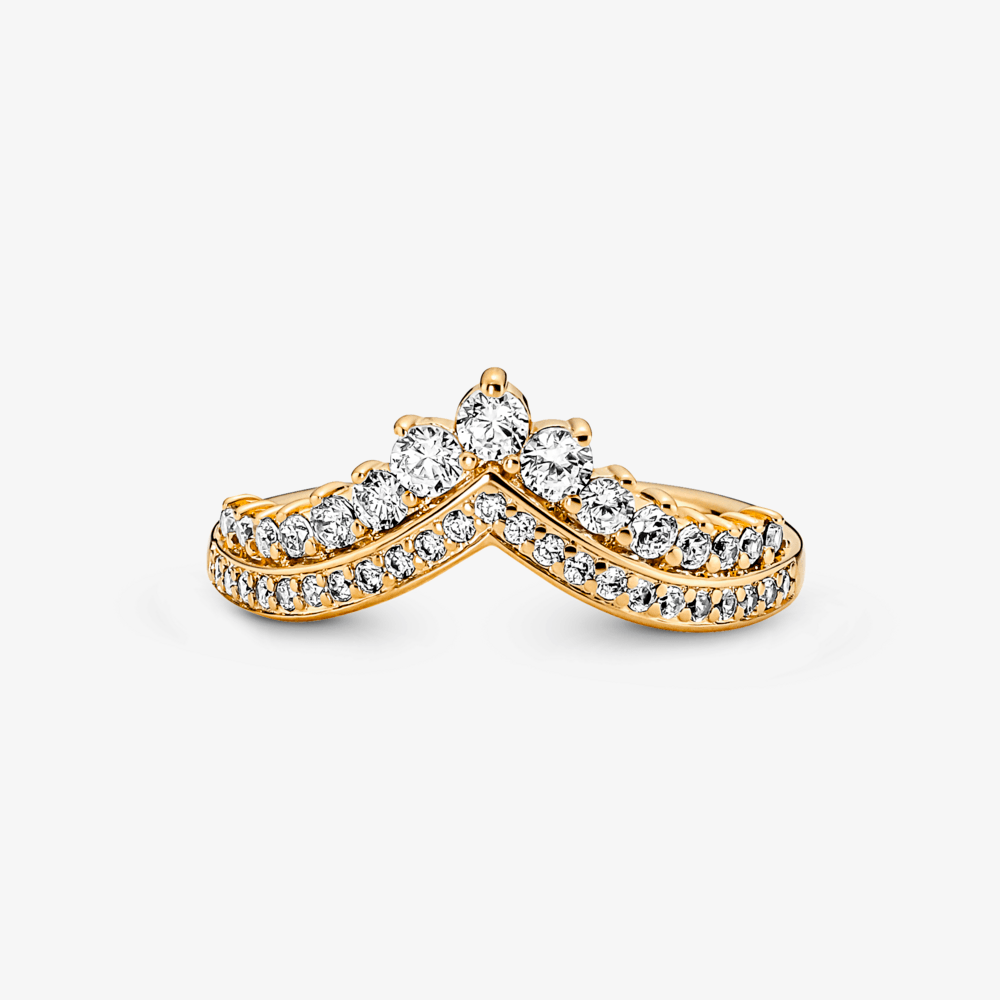 Anel Chevron Tiara Brilhante Dourado