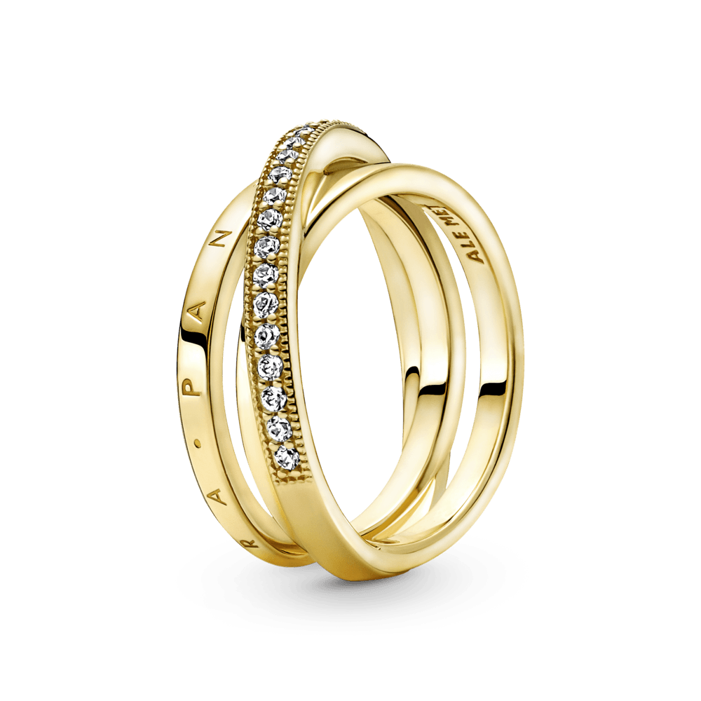 Anel Aro Triplo Brilhante Dourado [ENCOMENDA]