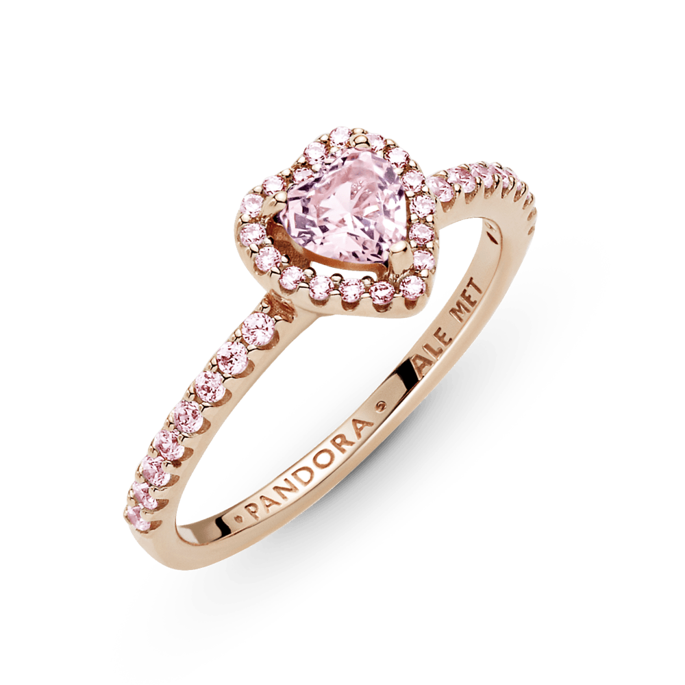 Anel Pandora Coracao Brilhante Rosa Dourado