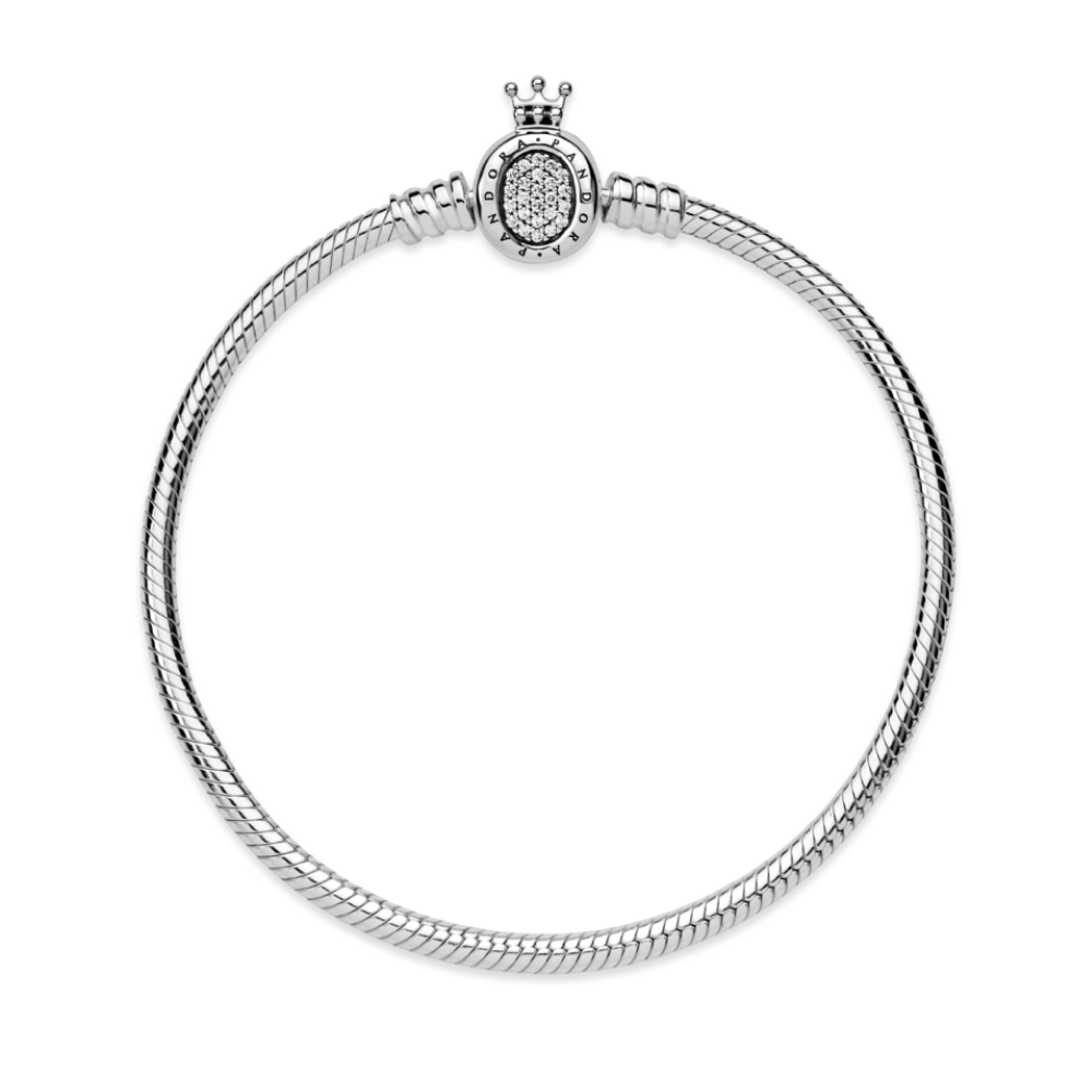 Bracelete de Prata com Fecho O Coroado em Pavé