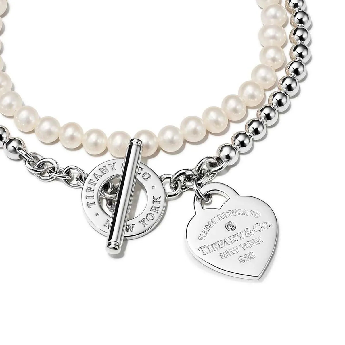 Pulseira Contas, Perolas e Coração Brilhante [ENCOMENDA]