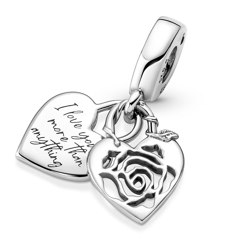 Charm Pendente Cadeado De Coracao E Rosa [ENCOMENDA]