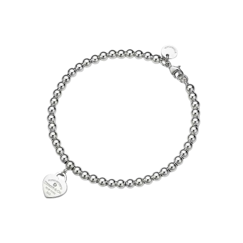 Pulseira de Contas em Prata com Diamante