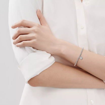 Pulseira - Contas com Pingente de Coração, Tiffany Blue (Diamante)