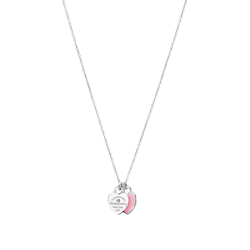 Pingente de coração duplo rosa