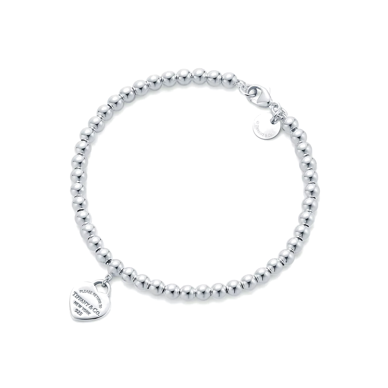 Pulseira - Contas com Pingente de Coração, Rosa